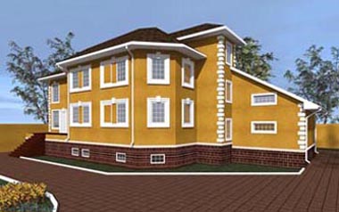 Дом с цоколем облицованным керамической плиткой